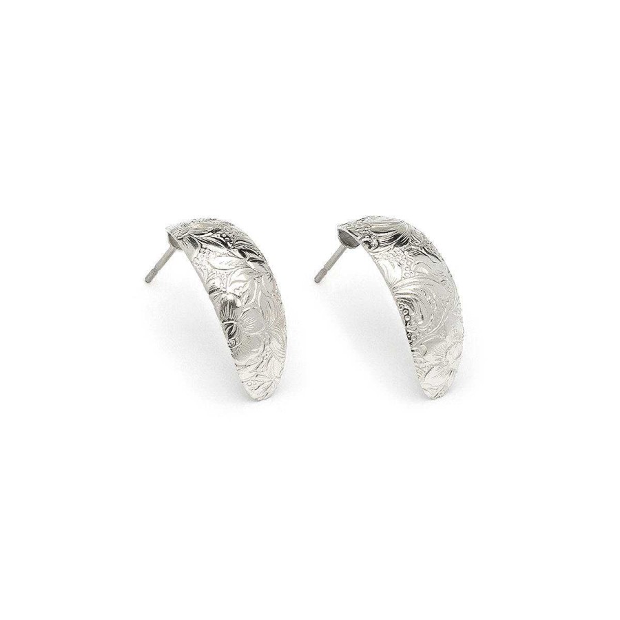 Earrings Simply Whispers | Stainless Steel Floral Half Hoop Earrings