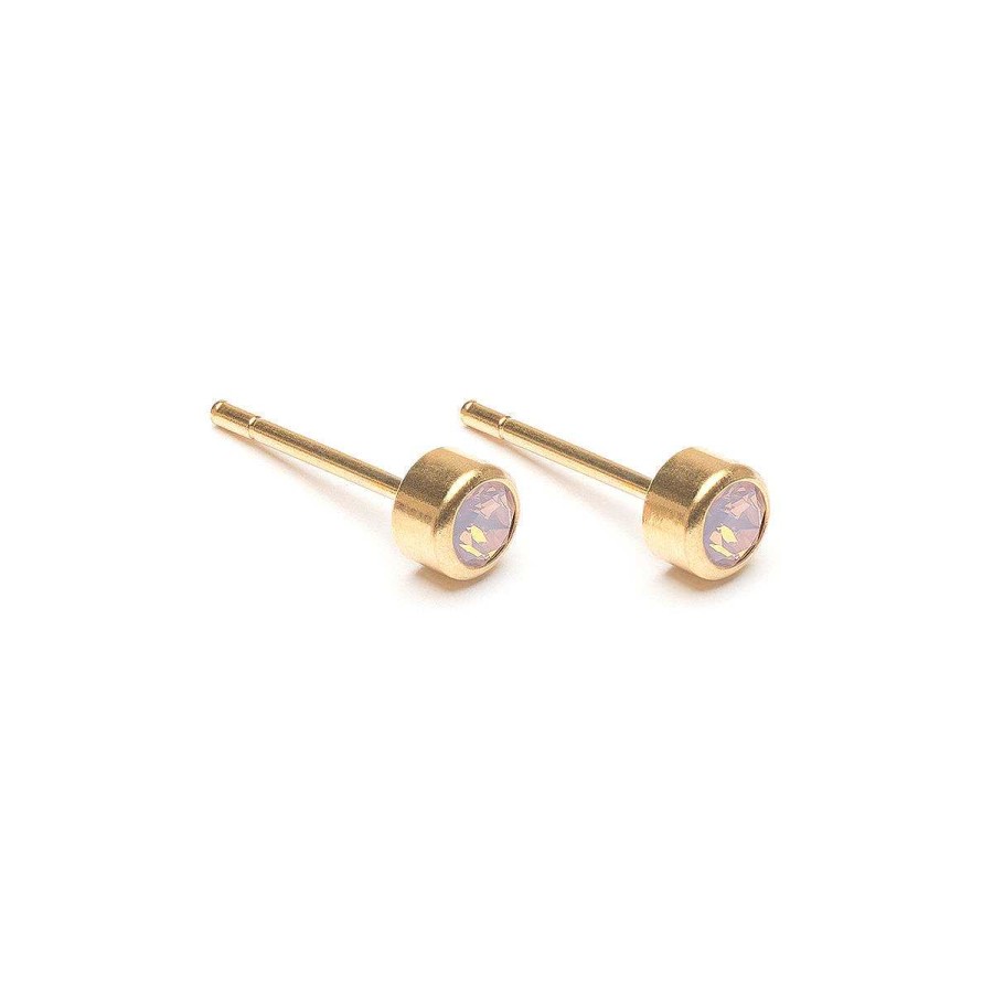 Earrings Simply Whispers | Pink Crystal Stud Earrings Gold Plated