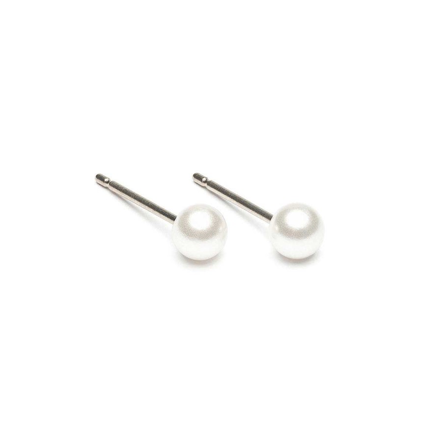 Earrings Simply Whispers | White Pearl 4Mm Stud Earrings