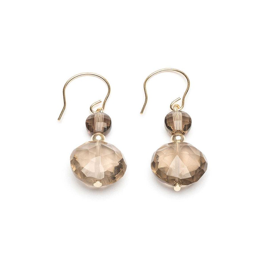 Earrings Simply Whispers | 14K Gold Smokey Quartz Earrings