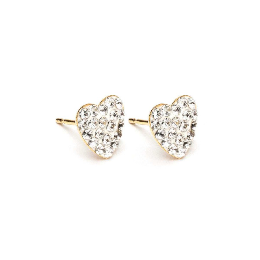 Earrings Simply Whispers | Crystal Pave Heart Earrings Gold Plated