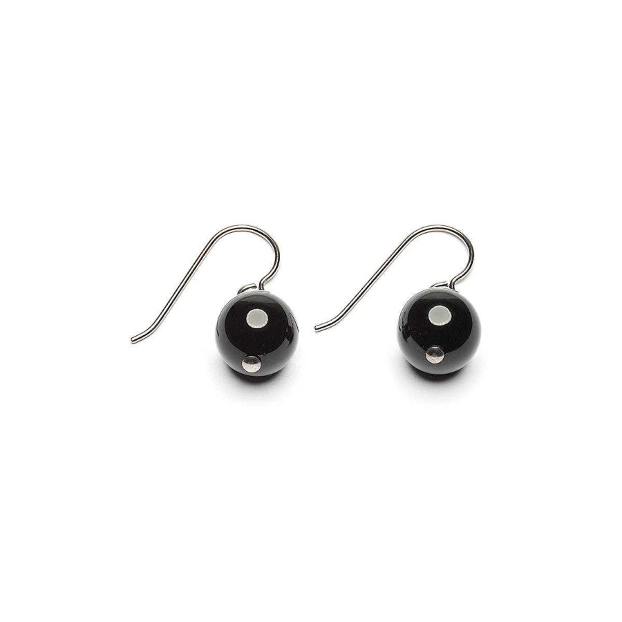 Earrings Simply Whispers | Genuine Black Onyx Niobium French Hook Earrings