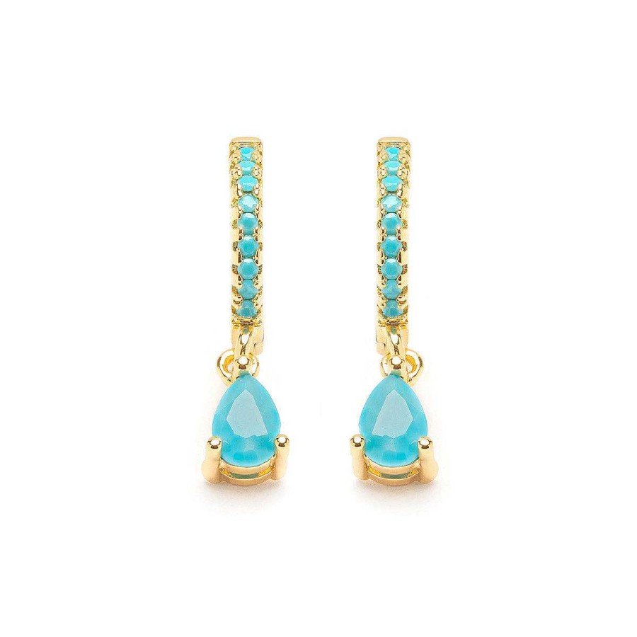 Earrings Simply Whispers | Turquoise Drop Huggie Hoops