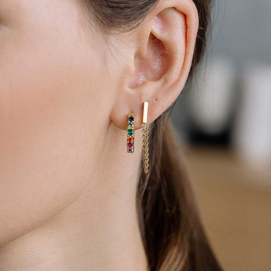 Earrings Simply Whispers | Bar And Chain Stud Earring