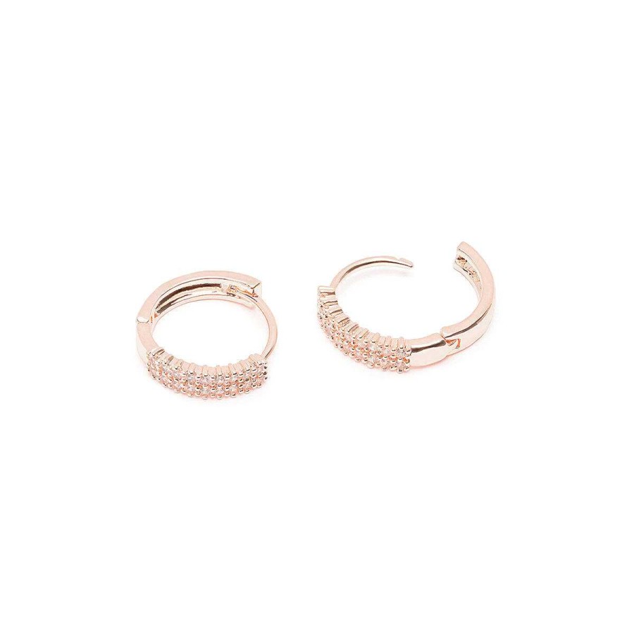 Earrings Simply Whispers | Double Pave Huggie Earrings