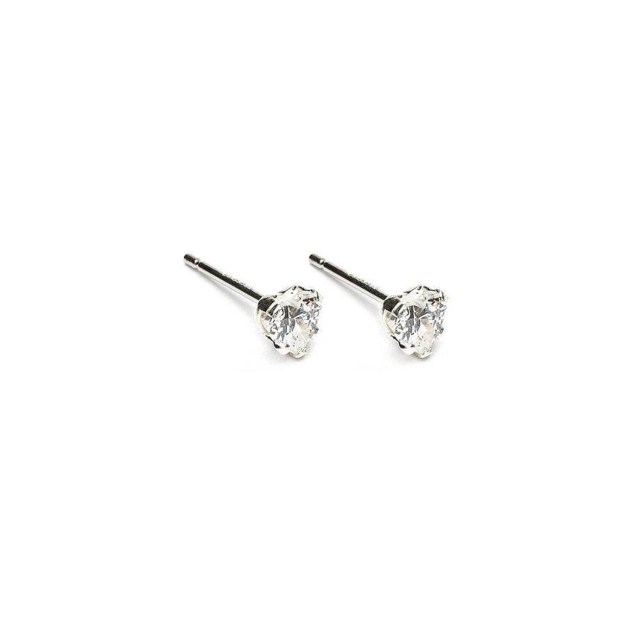 Earrings Simply Whispers | Silver Stud Earrings Heart Crystal