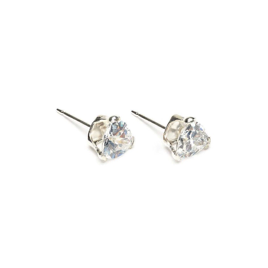 Earrings Simply Whispers | Silver Stud Earrings Triangle Crystal