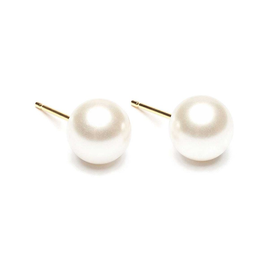 Earrings Simply Whispers | Pearl Stud Earrings 8Mm Gold Plated