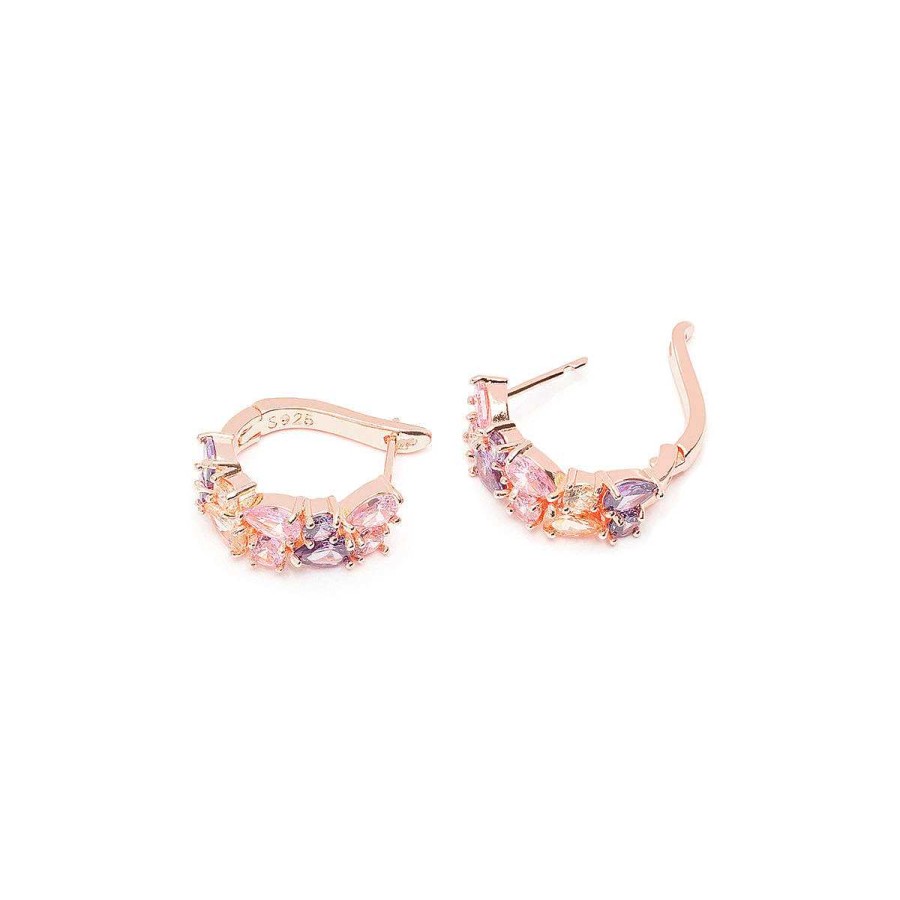 Earrings Simply Whispers | Lavender Crystal Huggie Hoops