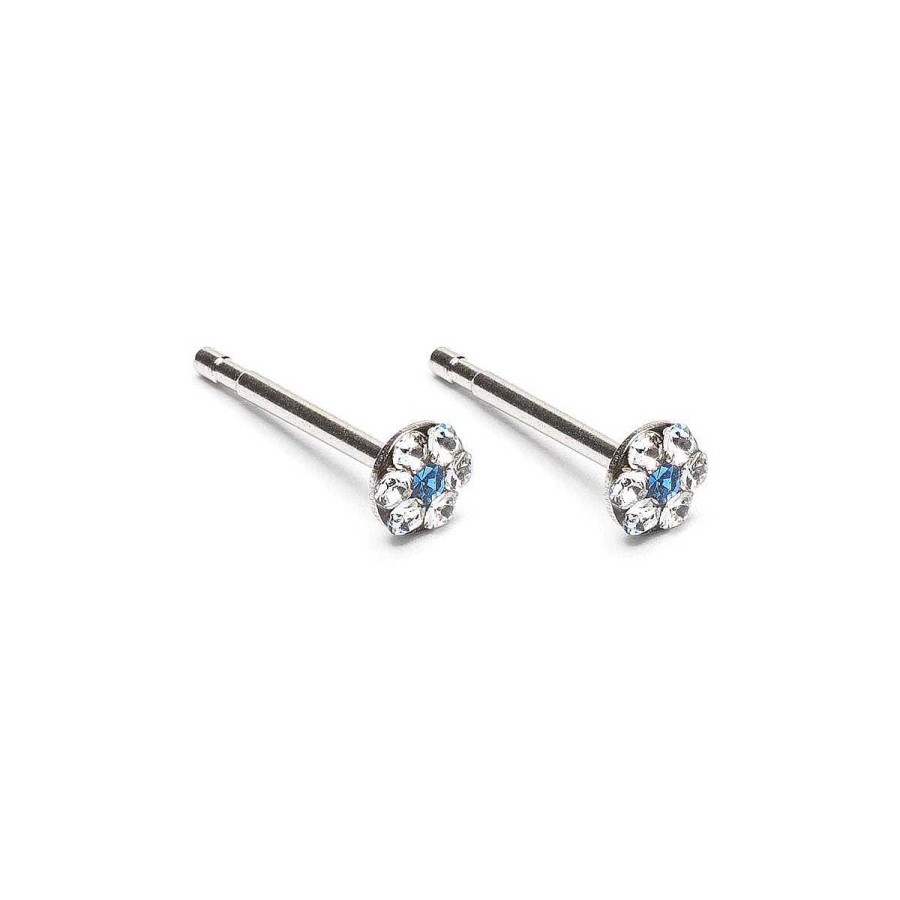 Earrings Simply Whispers | White & Sapphire Mini Daisy Earrings