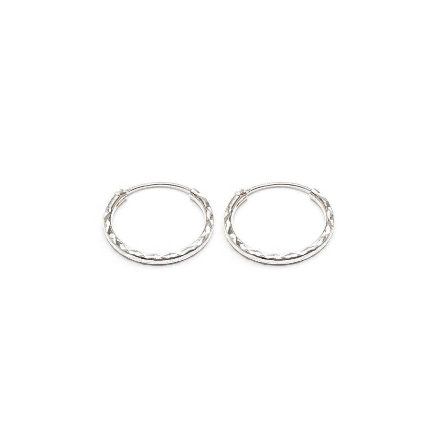 Earrings Simply Whispers | Sterling Silver Diamond Cut Hoops