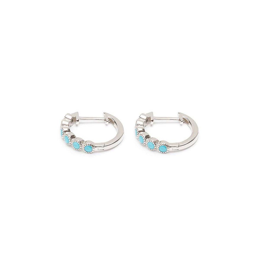 Earrings Simply Whispers | Turquoise Silver Huggie Earrings