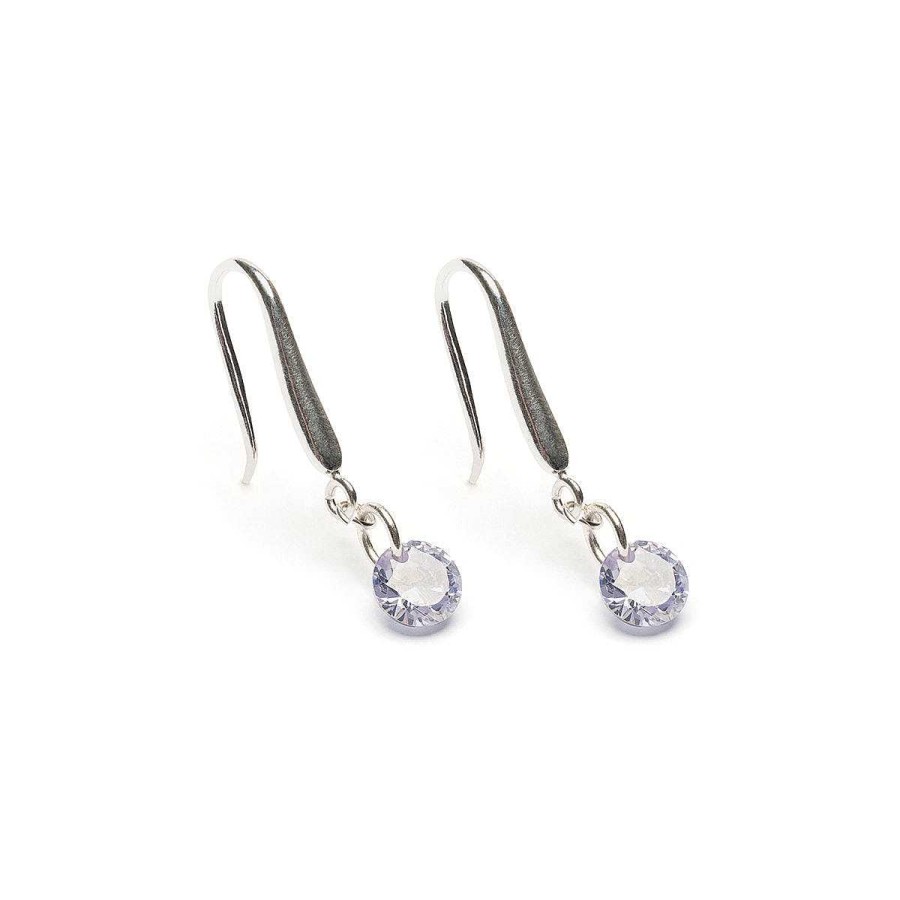 Earrings Simply Whispers | Sterling Silver Purple Zirconia French Hook Earrings