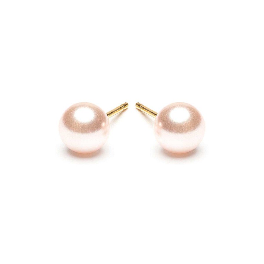 Earrings Simply Whispers | Gold Plated 6 Mm Pink Pearl Stud Earrings