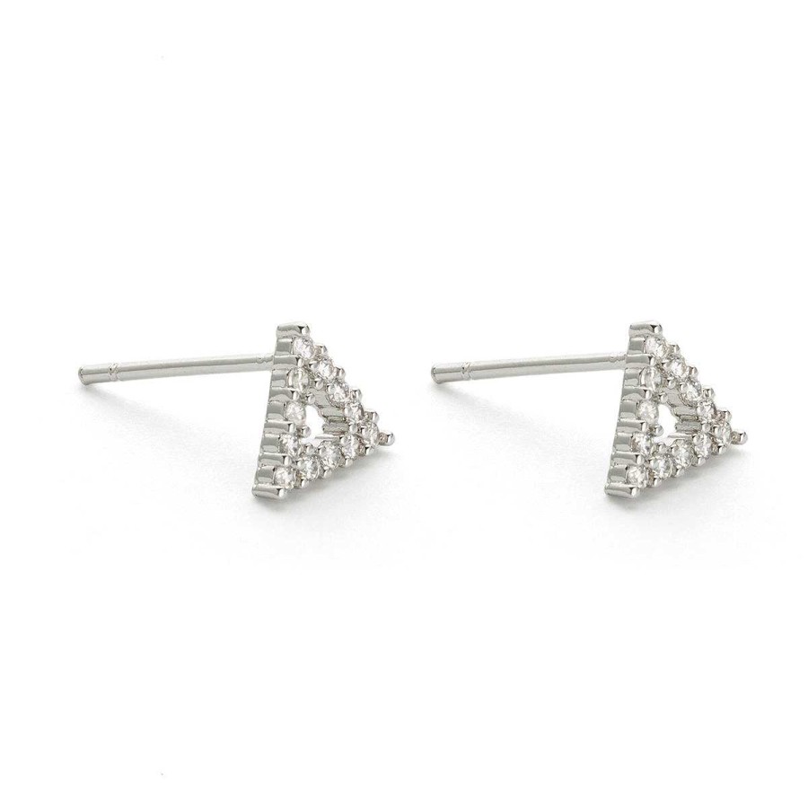 Earrings Simply Whispers | Silver Triangle Cubic Zirconia Stud Earrings