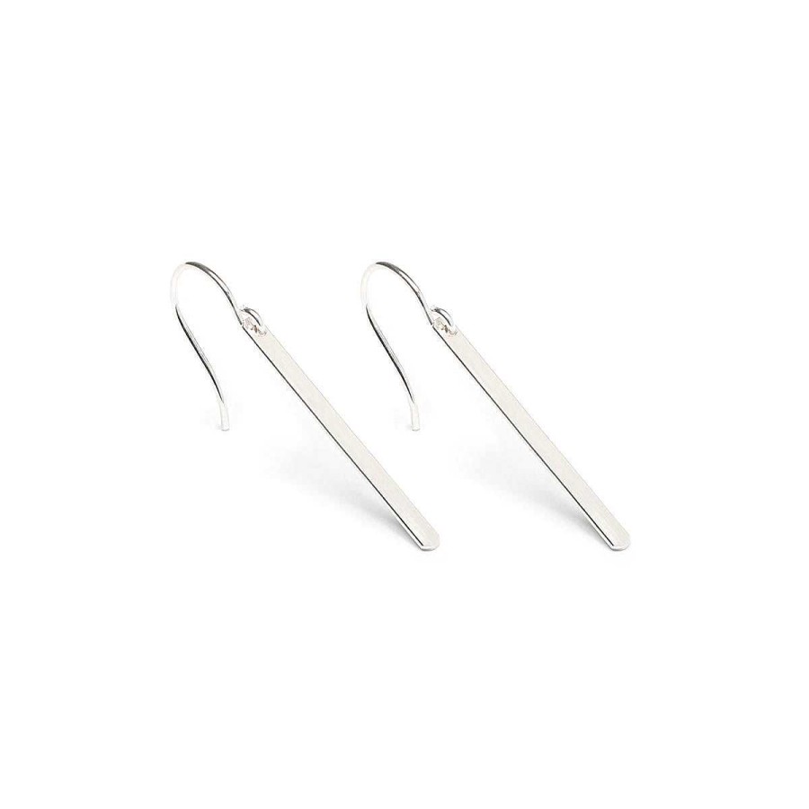 Earrings Simply Whispers | Sterling Silver French Hook Earrings With Long Silver Bar