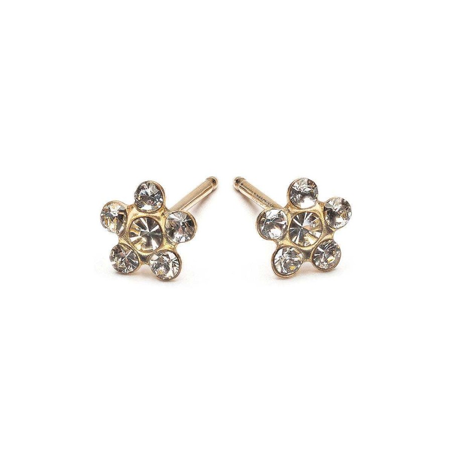 Earrings Simply Whispers | 14K Gold Stud Earrings White Daisy