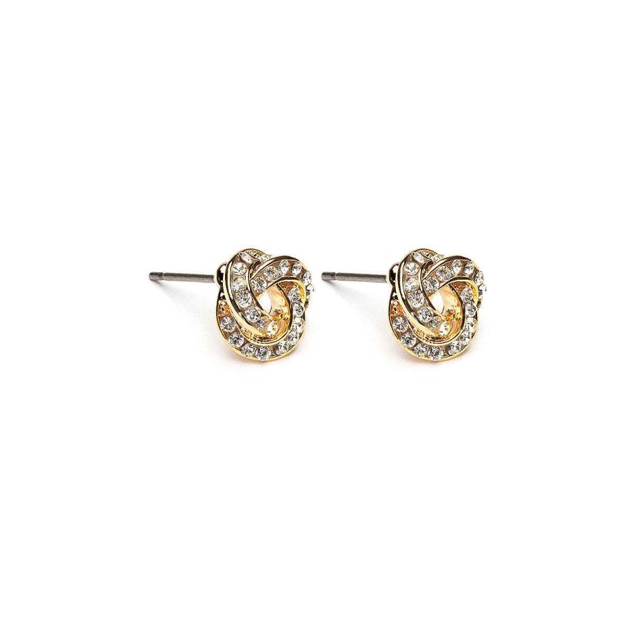 Earrings Simply Whispers | Gold Plated Crystal Knot Stud Earrings