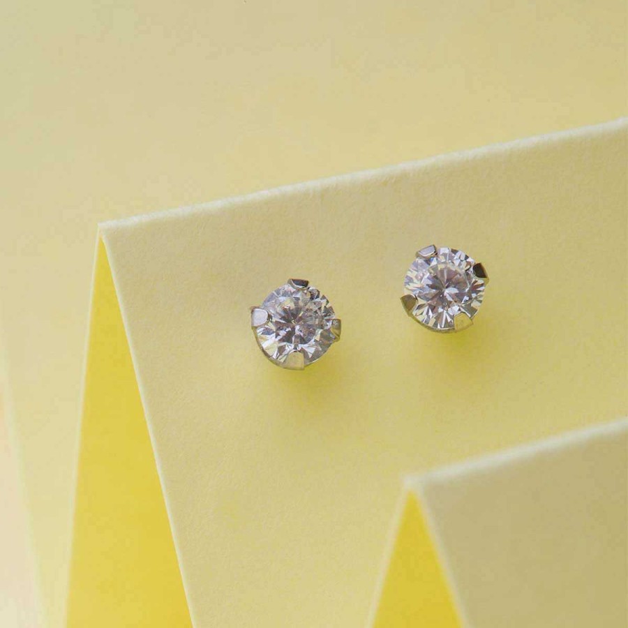 Earrings Simply Whispers | April Birthstone Stainless Steel Stud Earrings