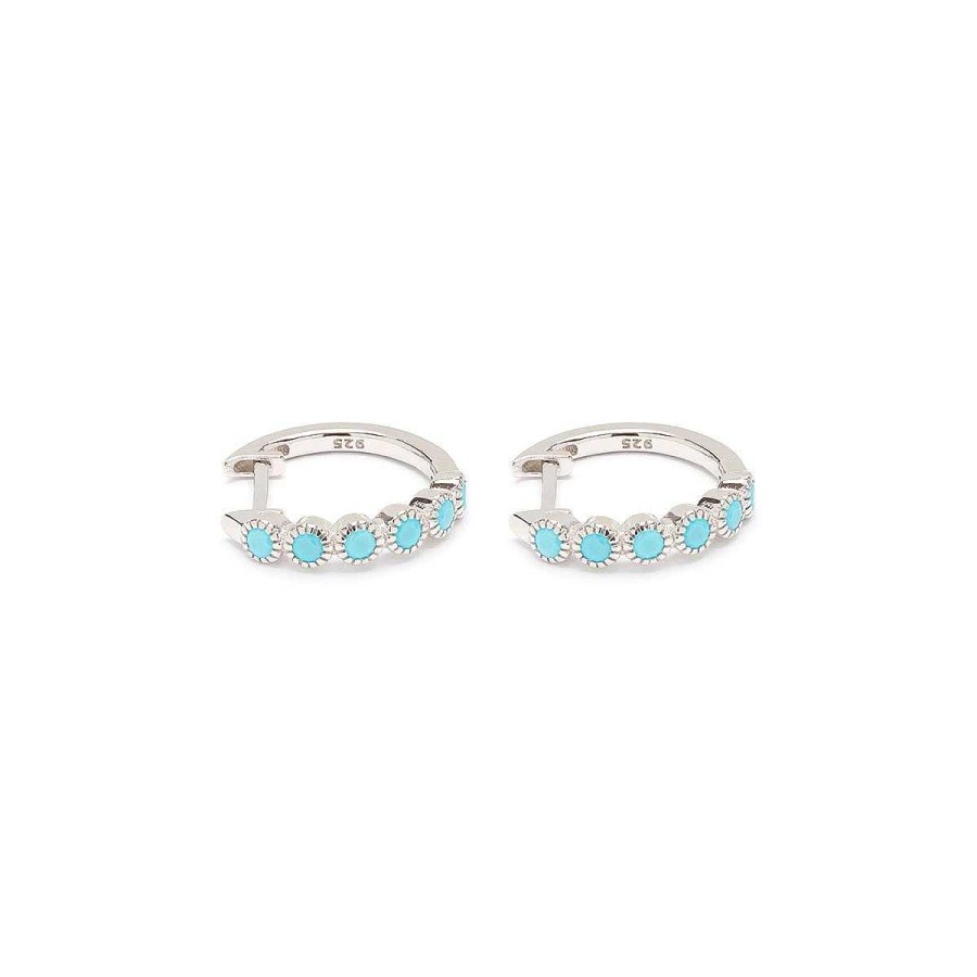 Earrings Simply Whispers | Turquoise Silver Huggie Earrings