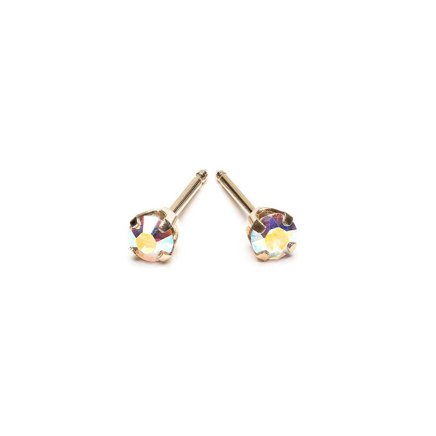 Earrings Simply Whispers | 14K Gold Rainbow Crystal Stud Earrings