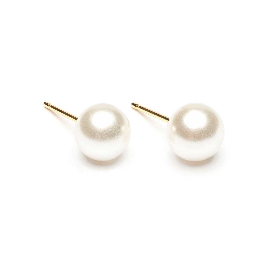 Earrings Simply Whispers | Pearl Stud Earrings 7Mm Gold Plated