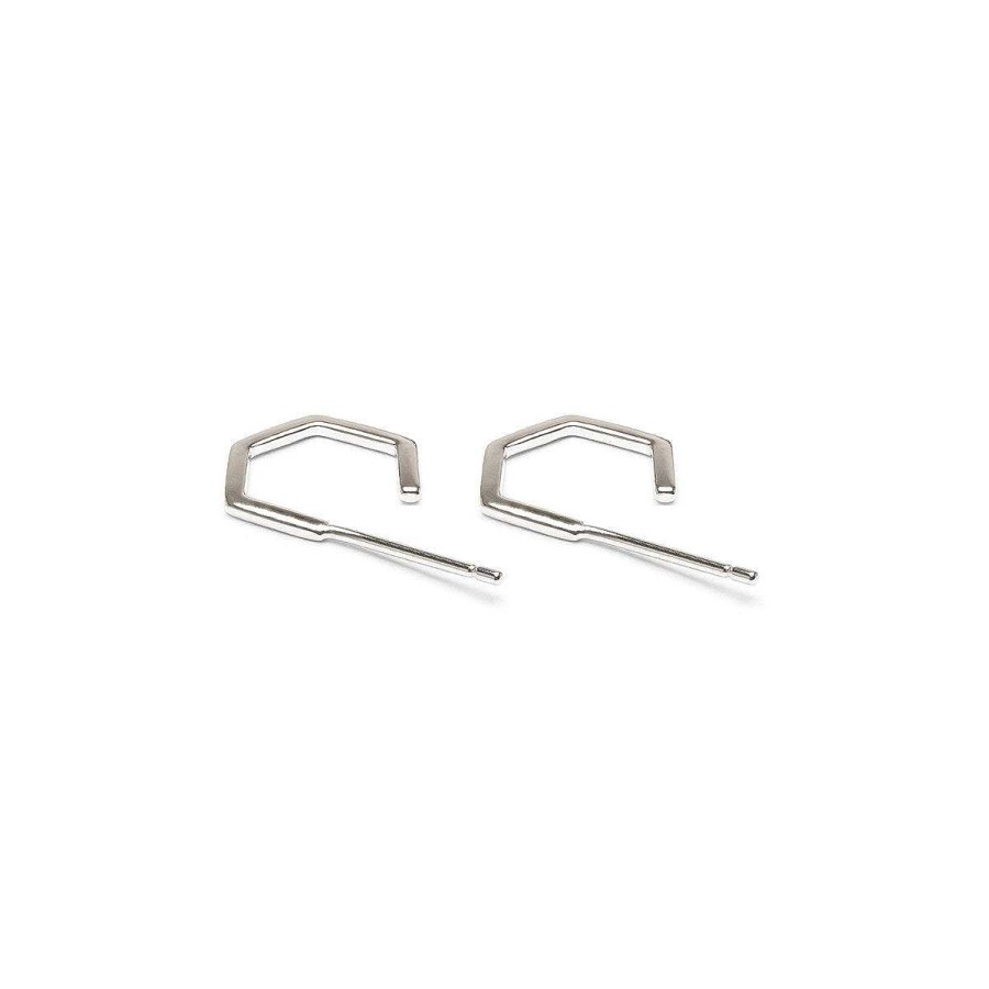 Earrings Simply Whispers | Silver Hexagon Hoop Earrings