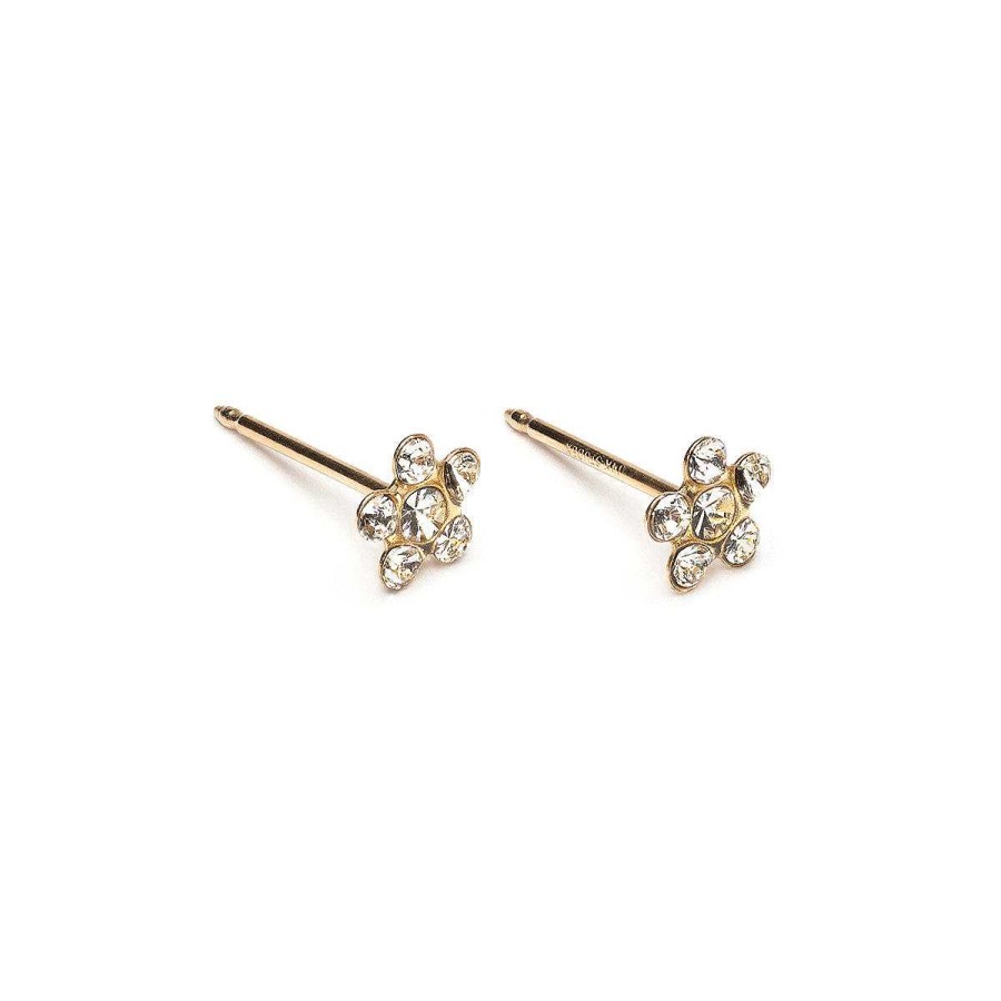 Earrings Simply Whispers | 14K Gold Stud Earrings White Daisy