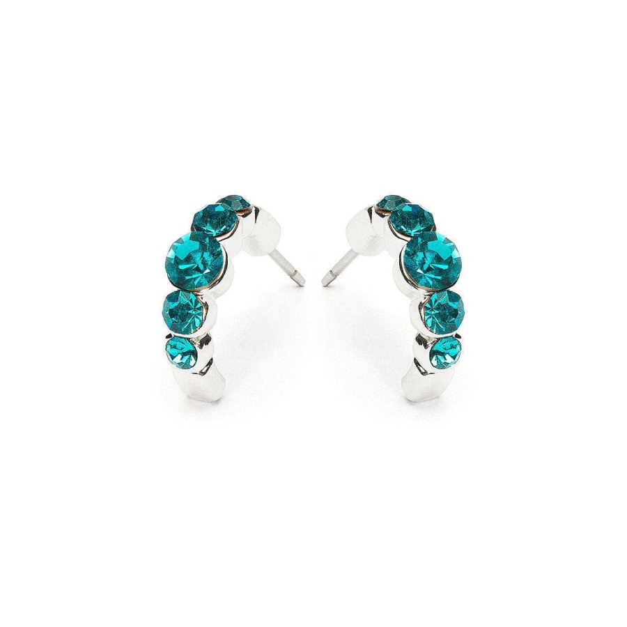 Earrings Simply Whispers | Turquoise Crystal Semi Hoop Earrings