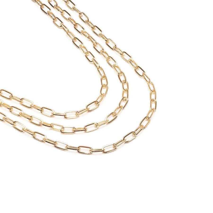 Necklaces Simply Whispers | Triple Layered Paper Clip Chain Necklace