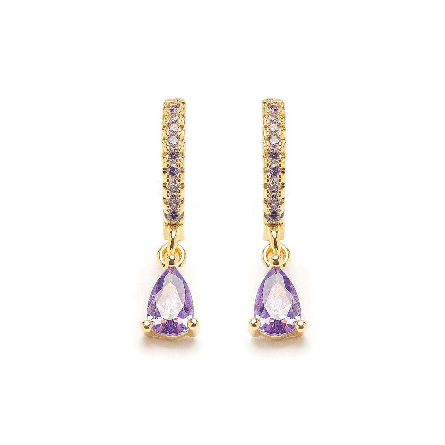 Earrings Simply Whispers | Purple Drop Huggie Hoops