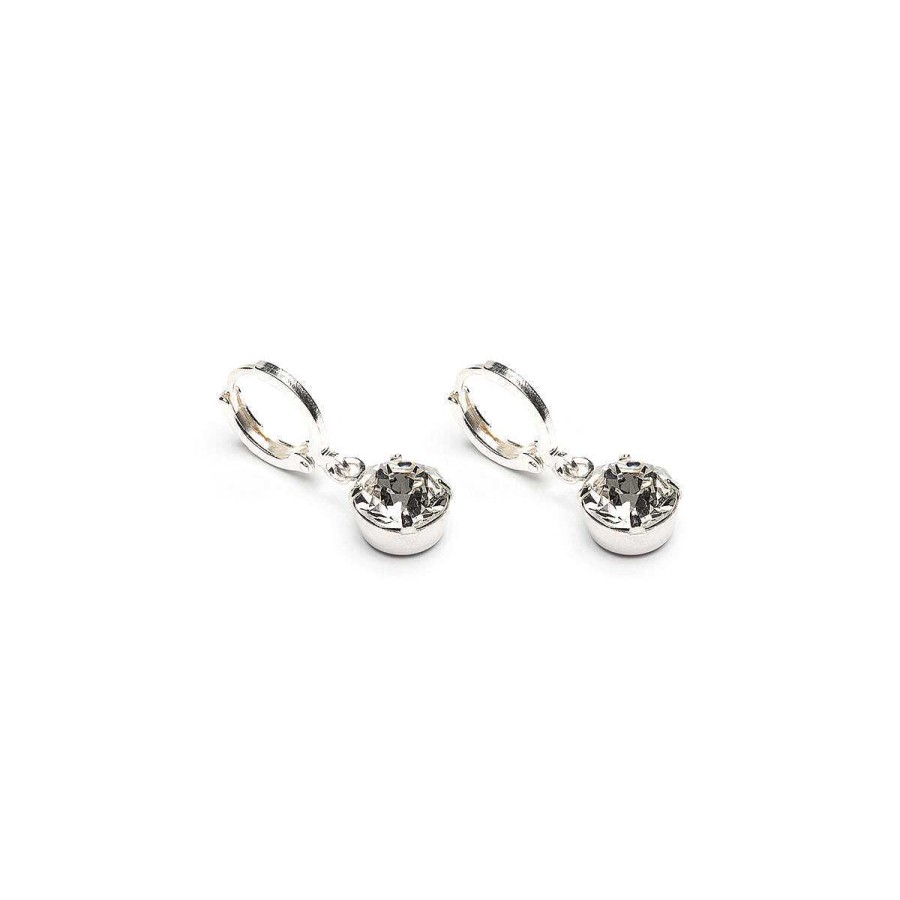 Earrings Simply Whispers | Silver Plated 8Mm Crystal Leverback Earrings