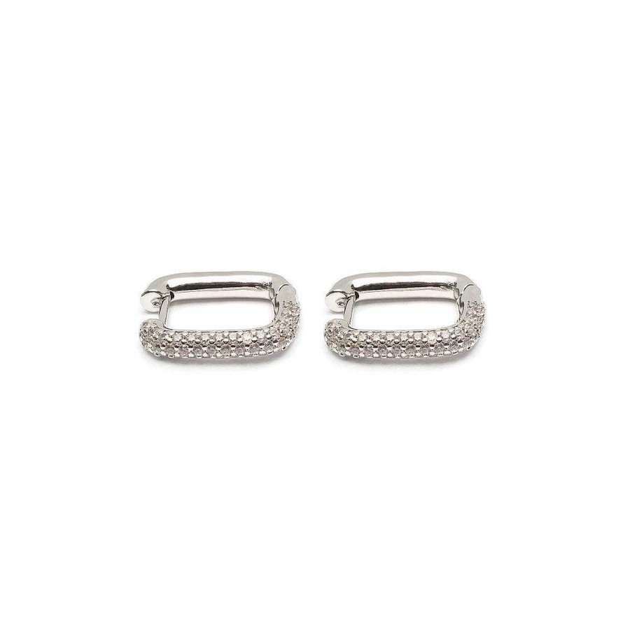 Earrings Simply Whispers | White Crystal Square Hoop Earrings