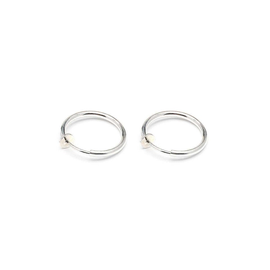 Earrings Simply Whispers | Silver Plated 17 Mm Spring Illusion Clip-On Hoop Earrings