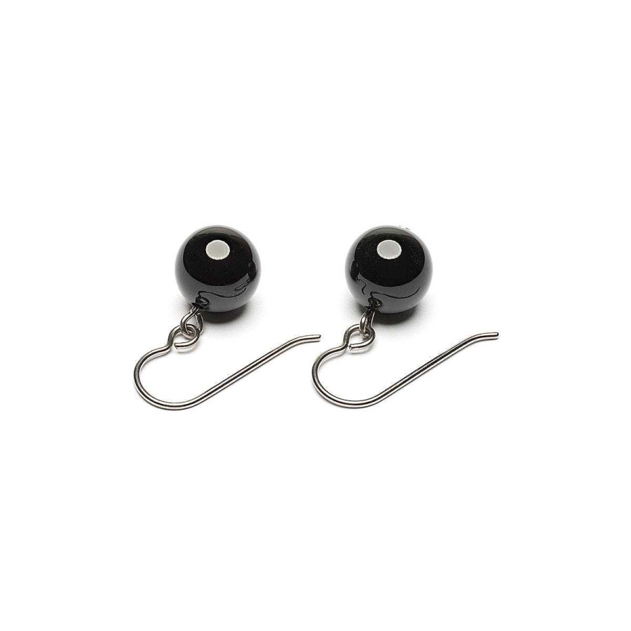 Earrings Simply Whispers | Genuine Black Onyx Niobium French Hook Earrings