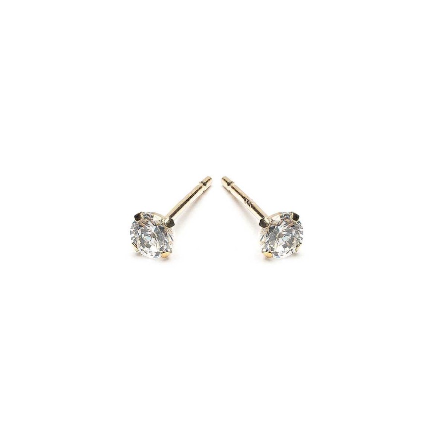 Earrings Simply Whispers | 14K Gold Stud Earrings 3Mm Round Crystal