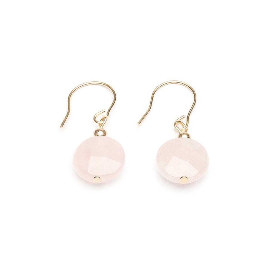 Earrings Simply Whispers | 14K Gold Rose Quartz Earrings