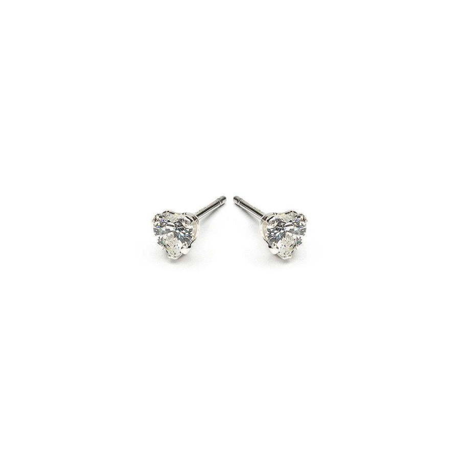 Earrings Simply Whispers | Silver Stud Earrings Heart Crystal