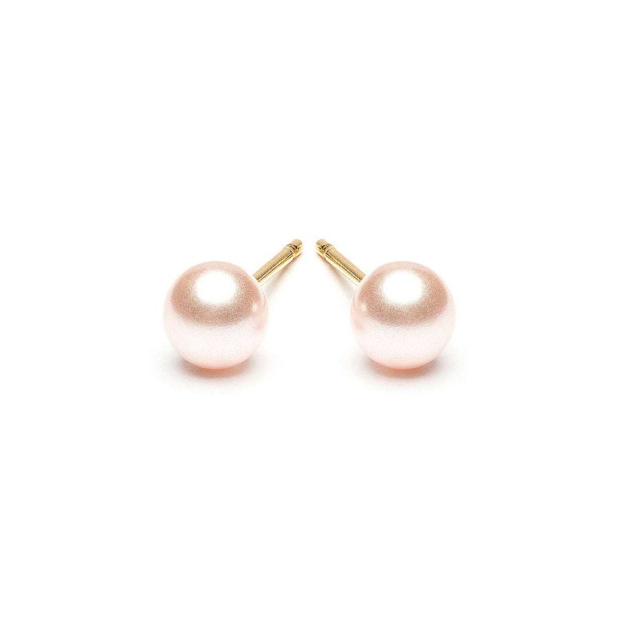 Earrings Simply Whispers | Gold Plated 5 Mm Pink Pearl Stud Earrings