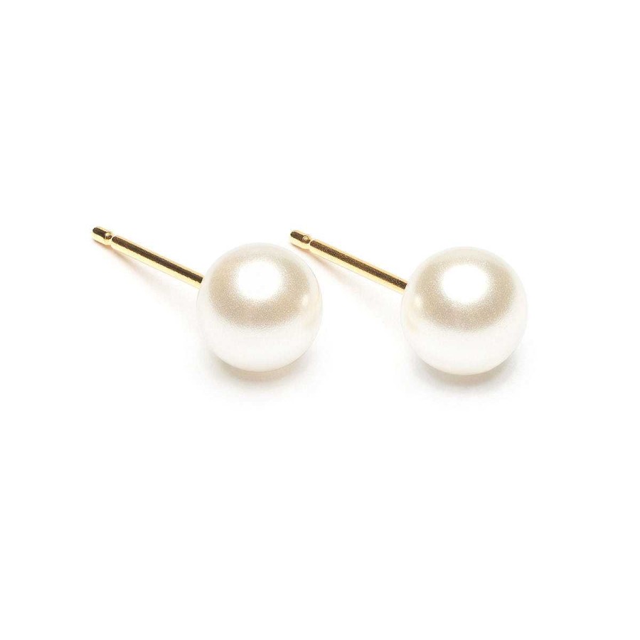 Earrings Simply Whispers | Pearl Stud Earrings 6Mm Gold Plated