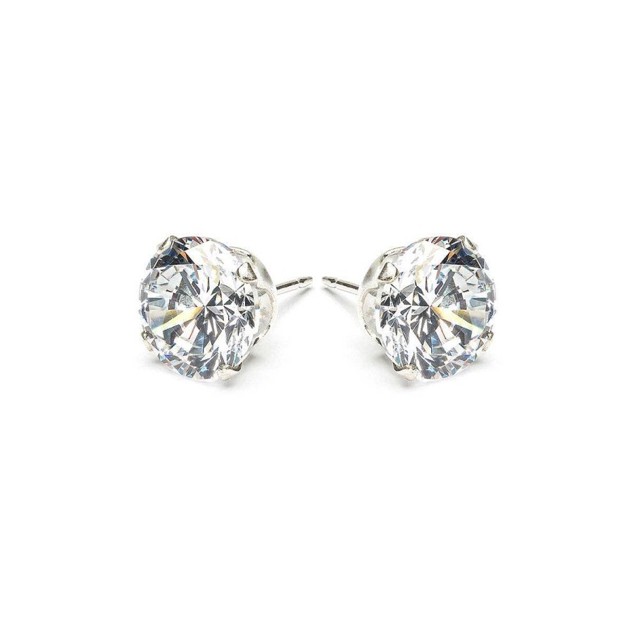 Earrings Simply Whispers | Silver Stud Earrings 8Mm Round Crystal