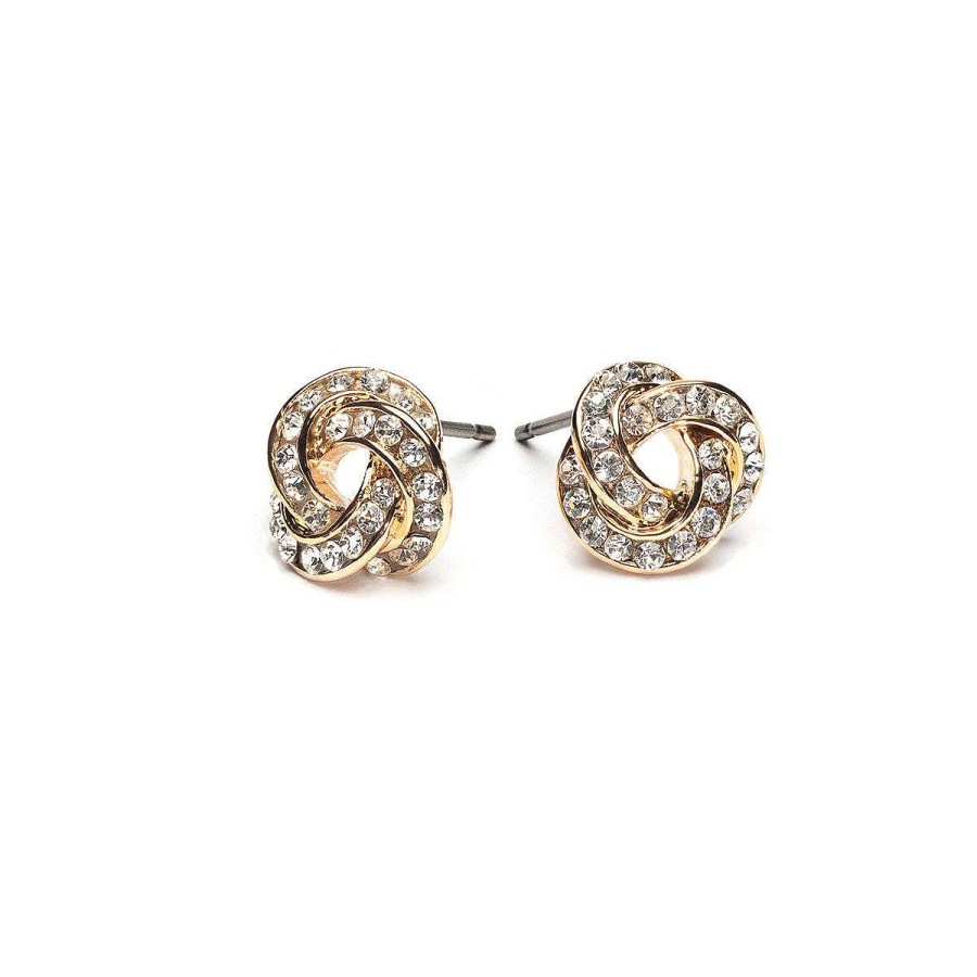 Earrings Simply Whispers | Gold Plated Crystal Knot Stud Earrings