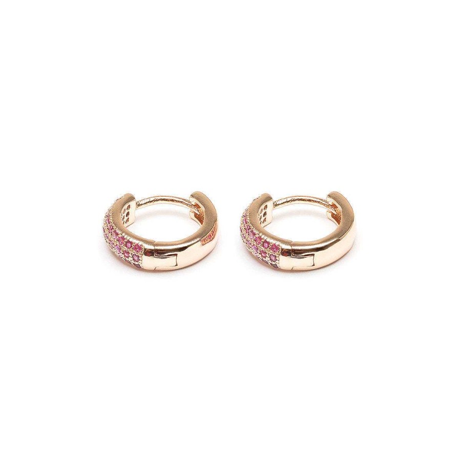 Earrings Simply Whispers | Pink Pave Huggie Earrings