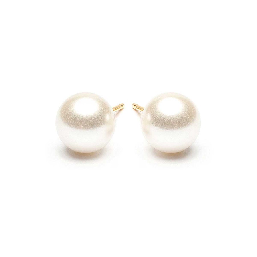 Earrings Simply Whispers | Pearl Stud Earrings 8Mm Gold Plated