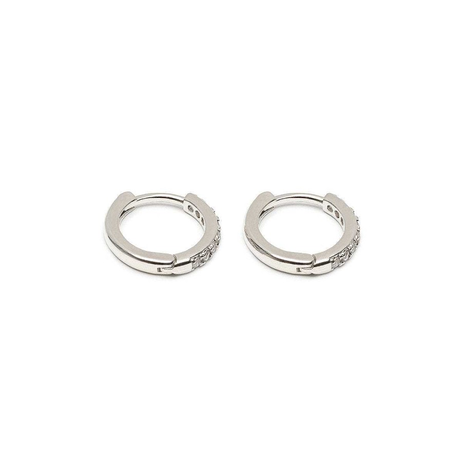 Earrings Simply Whispers | White Pave Crystal Huggie Hoops