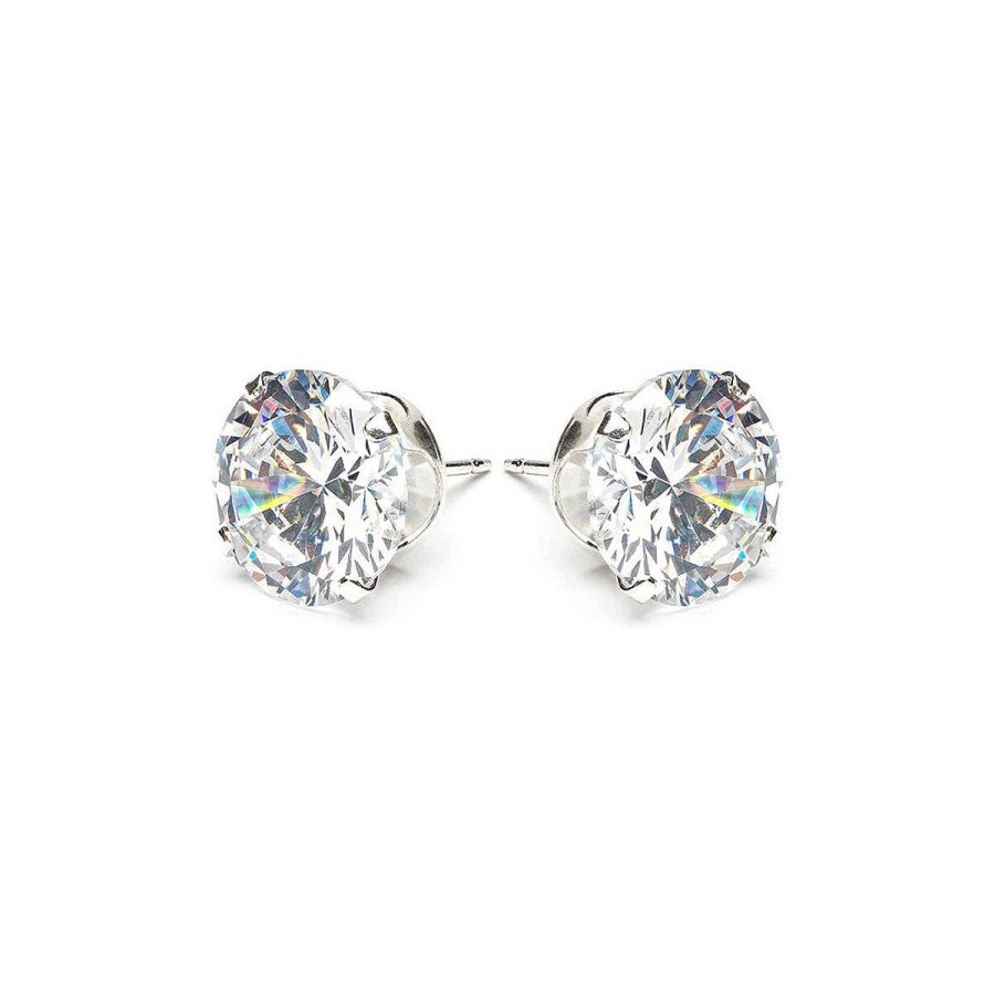 Earrings Simply Whispers | Silver Stud Earrings 10Mm Round Crystal