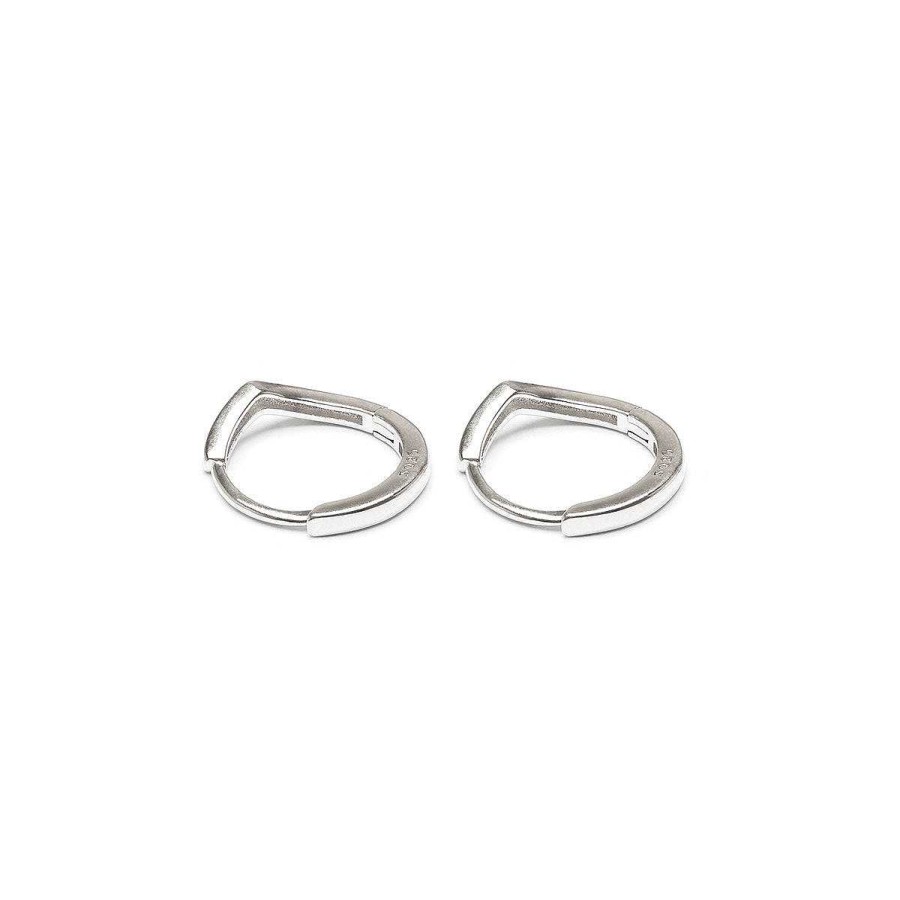 Earrings Simply Whispers | Silver V-Shaped Huggie Earrings