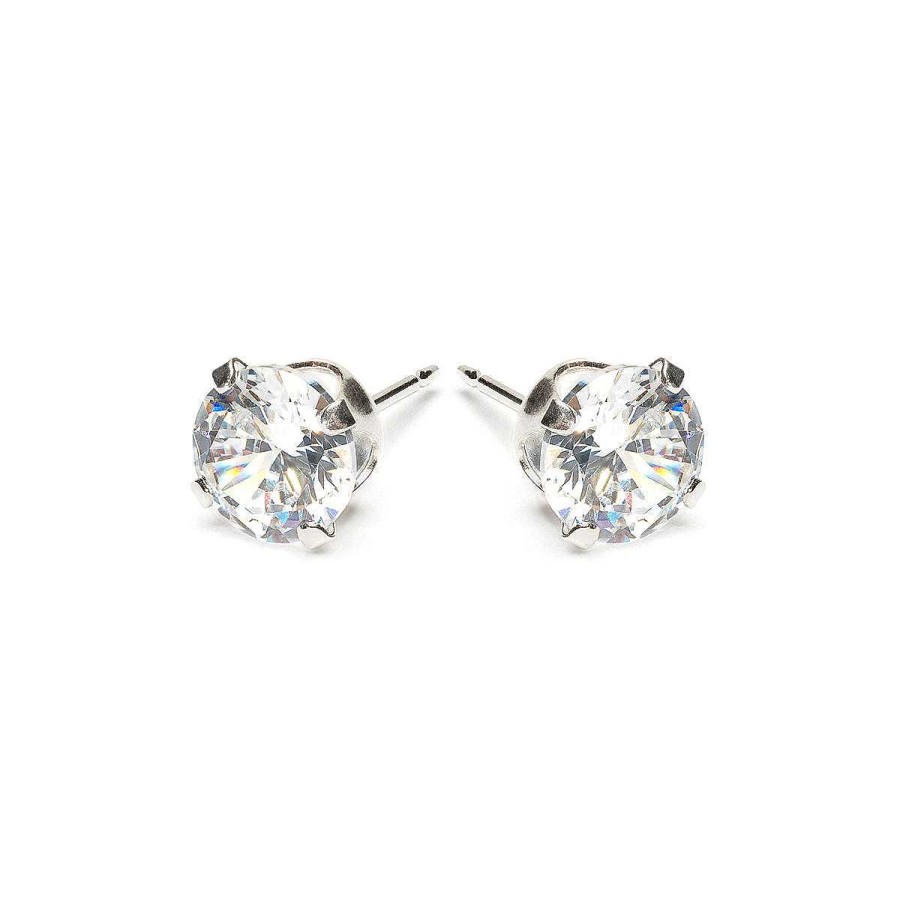 Earrings Simply Whispers | Silver Stud Earrings 6Mm Round Crystal