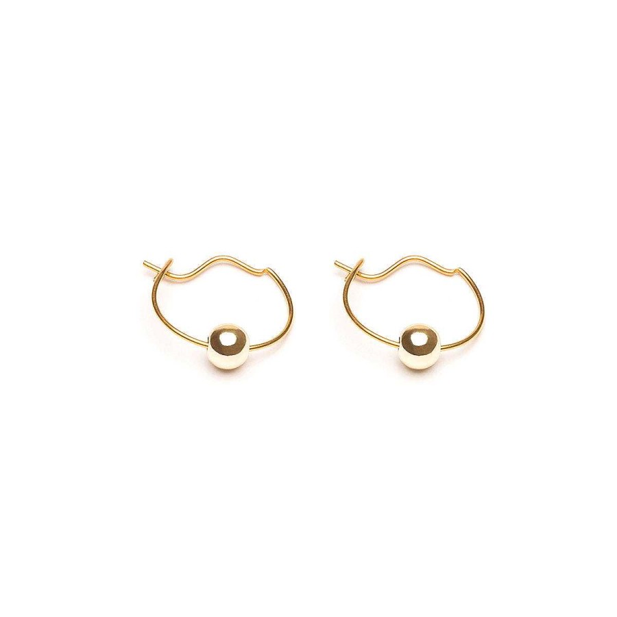 Earrings Simply Whispers | Gold Plated 4 Mm Bead Continuous Hoop Earrings