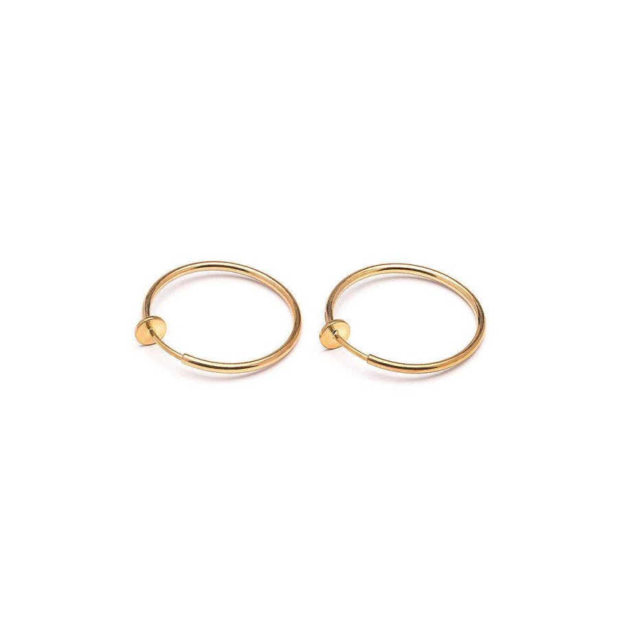 Earrings Simply Whispers | Gold Plated 25 Mm Spring Illusion Clip-On Hoop Earrings